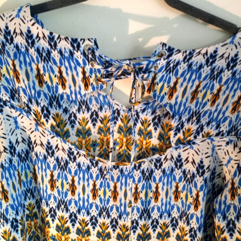Multi Colored Blouse with Flounce Sleeve